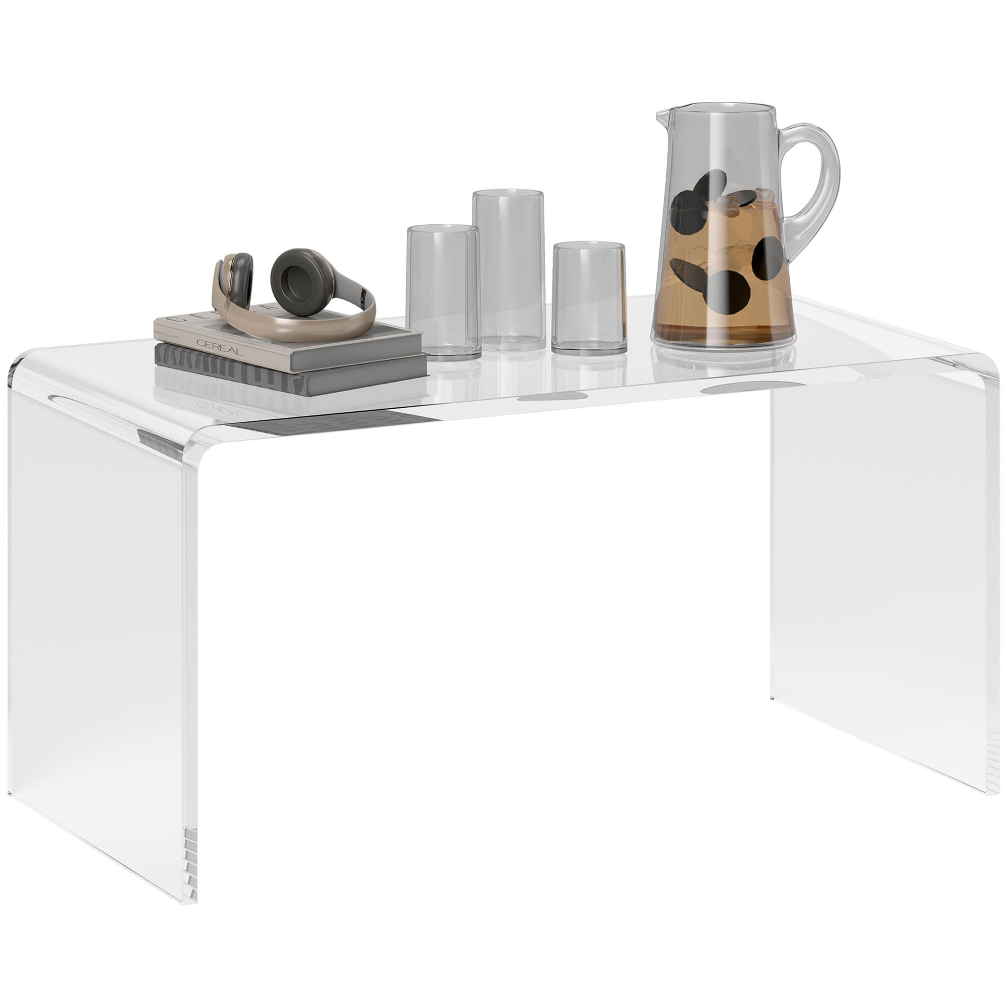 HOMCOM 0.6" Thick Acrylic Coffee Table, 32" Long Rectangle Waterfall Coffee Table, ClearThe Forest Stewardship Council