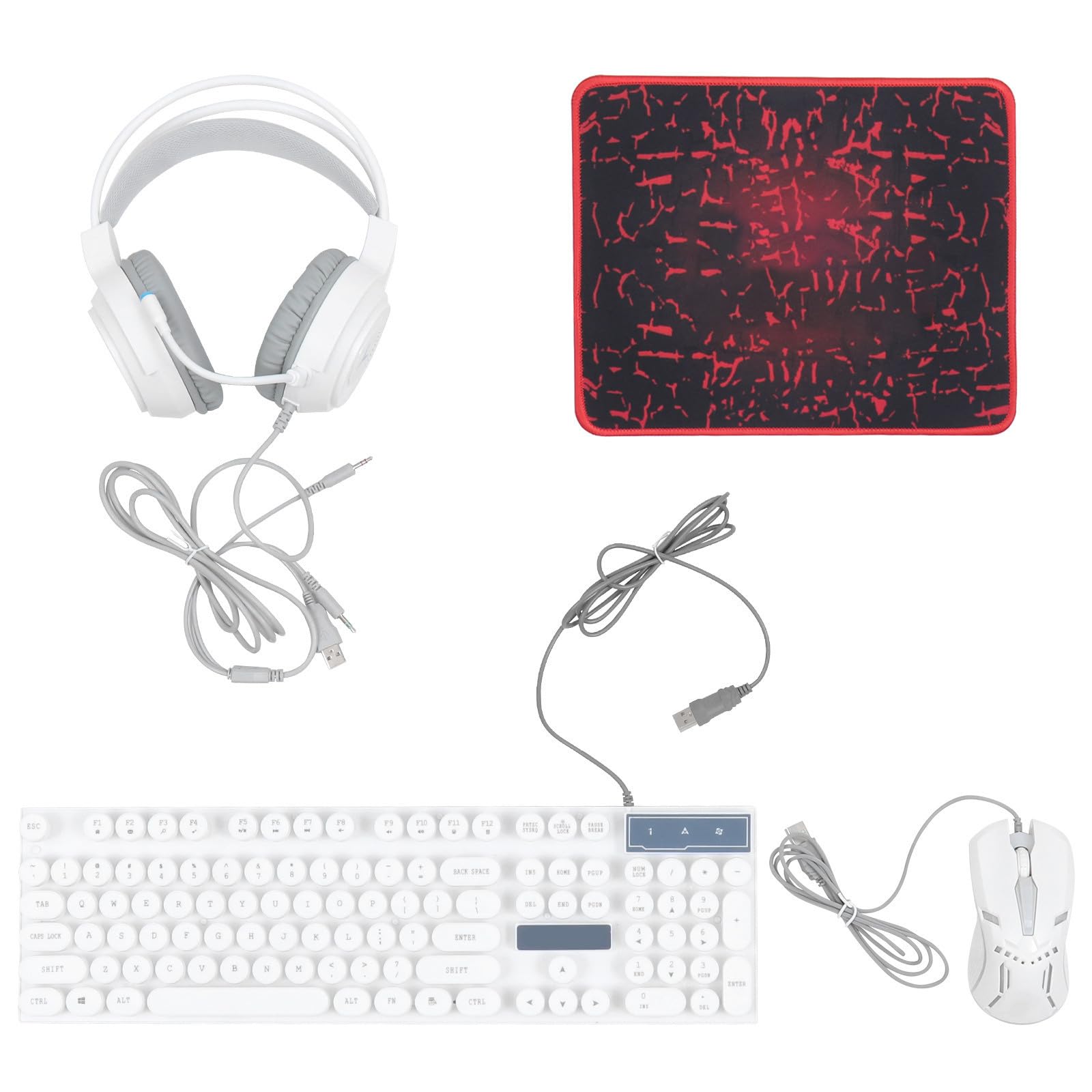 Set Tastiera e Mouse Ergonomici da Gaming Retroilluminazione Rgb, Materiale Abs Resistente, Design Elegante e Funzionale per Ufficio e Gioco, Colore Bianco