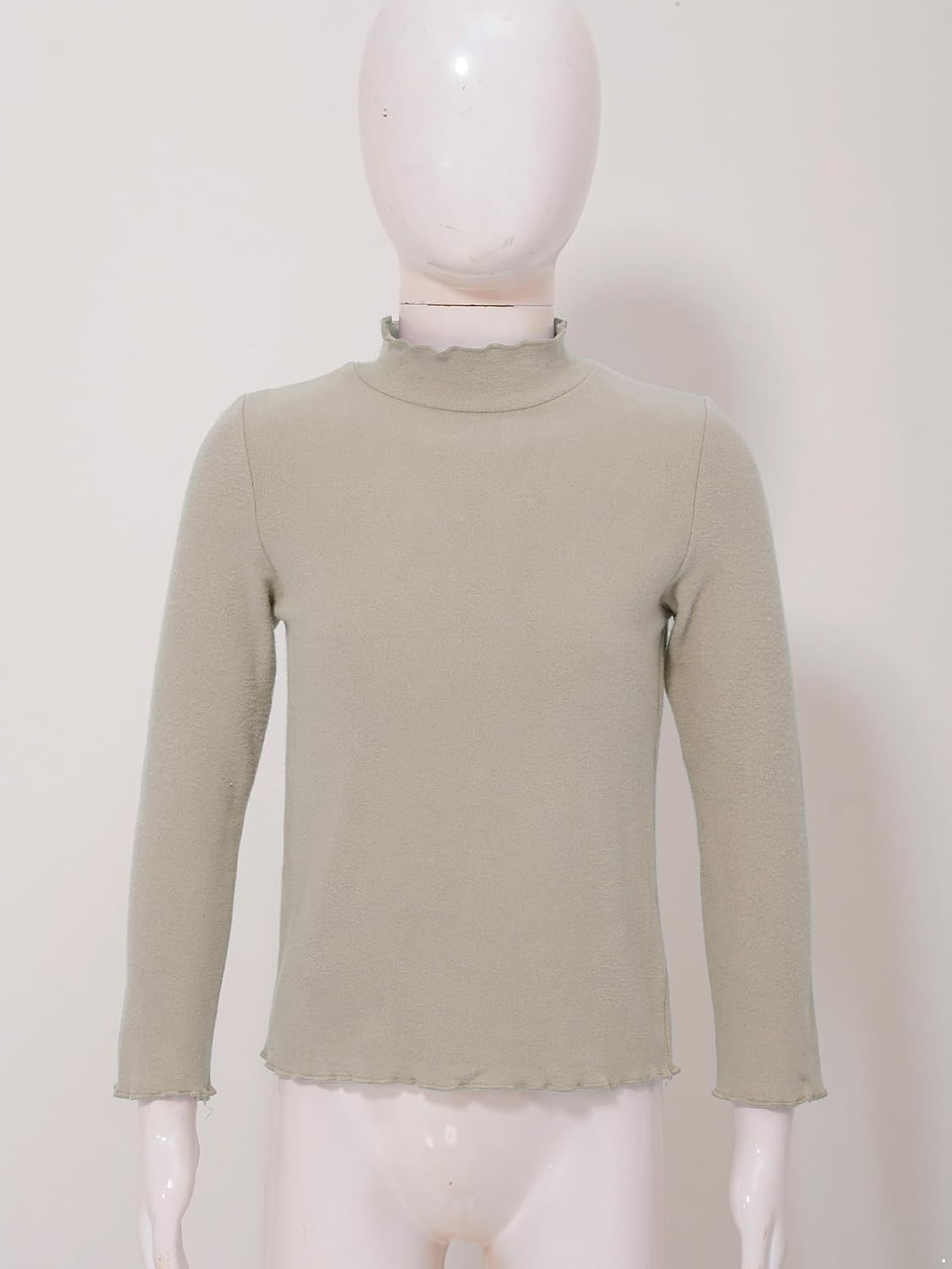 TiaoBug Kids Girls Boys Thermal Underwear Tops Casual Long Sleeve Lettuce Trim Mock Neck Pullover Base Layer T-Shirt