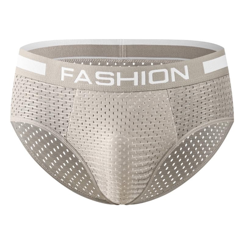 Image of Men's Mesh Ice Silk Briefs with Breathable Waistband Lightweight and Comfortable Underwear
