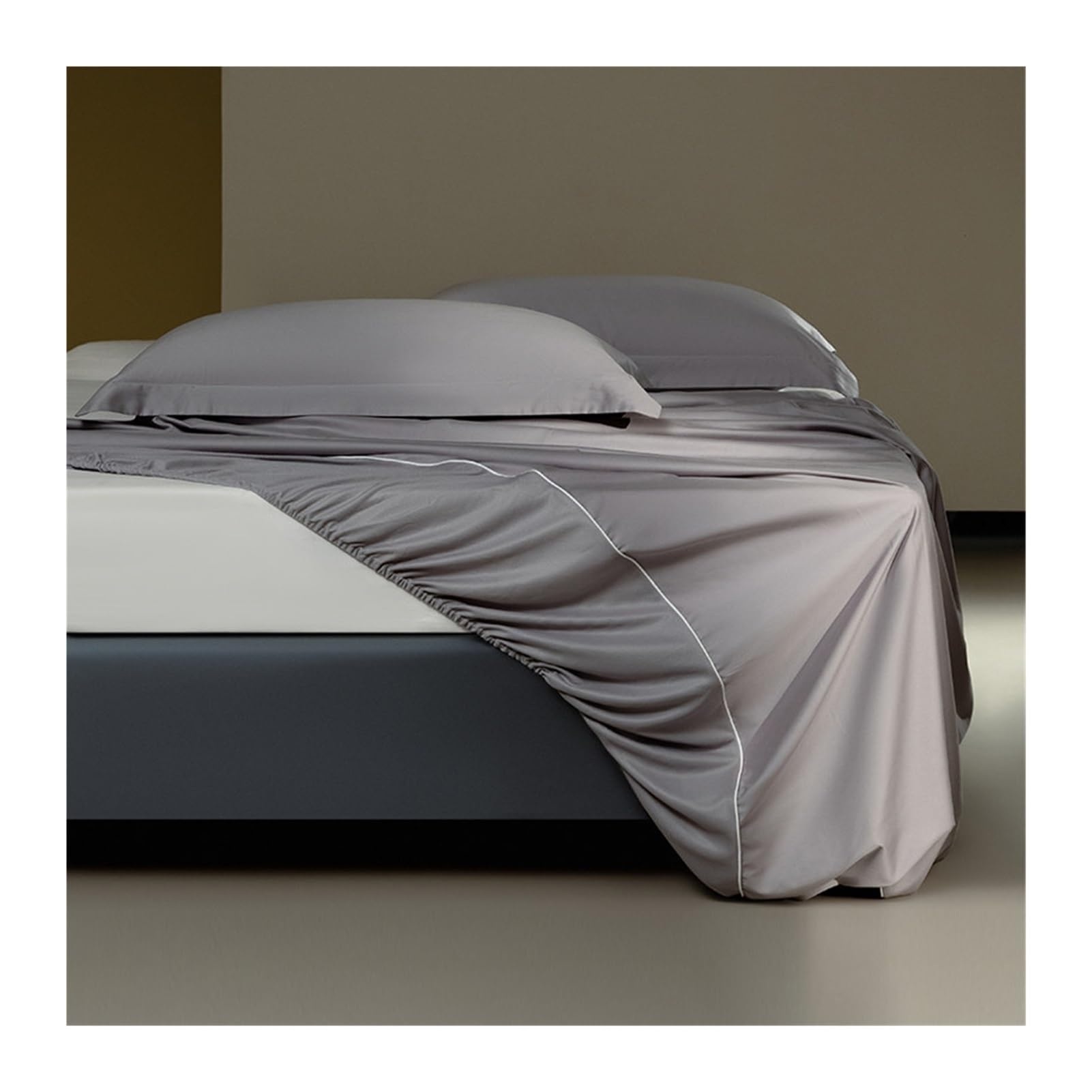 Lenzuolo con Angoli Matrimoniale Rinfrescante in Lyocell Eucalyptus 150/180x200cm Morbido Come la Seta Altezza 30cm Traspirante for Il Sonno Caldo Tinta Unita(Gray A,180x200cm+48x74cm x2)
