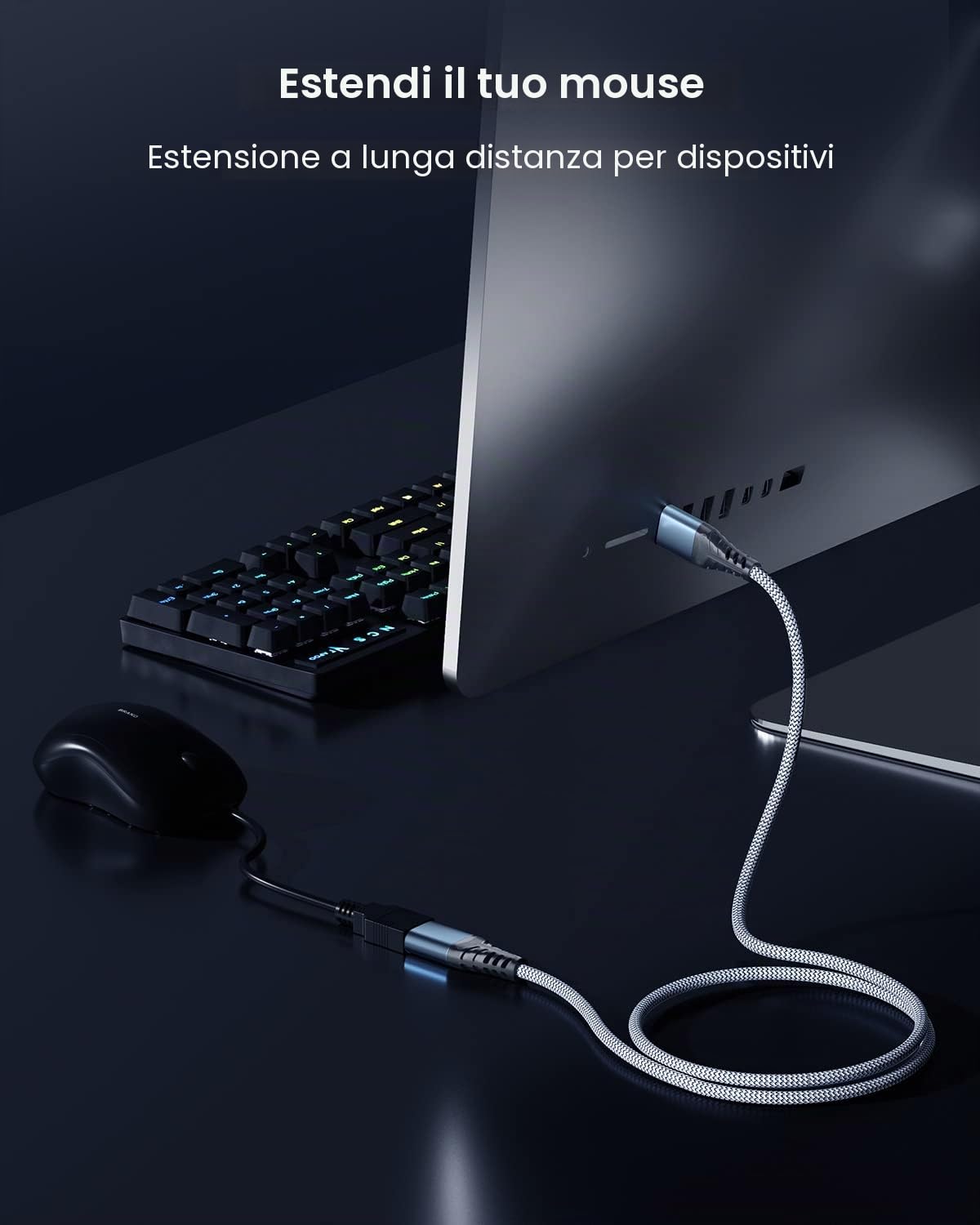 ANDTOBO Cavo Prolunga USB 3.0 3 Metri, USB Tipo A Maschio a Femmina, 5Gbps