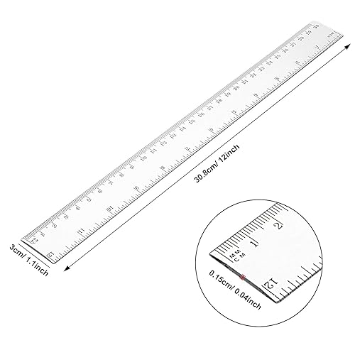 Miniatura 4 de EBOOT Paquete de 20 reglas flexibles rectas de plástico transparente de 12 pulgadas con pulgadas y métricas para escuela, aula, hogar u oficina
