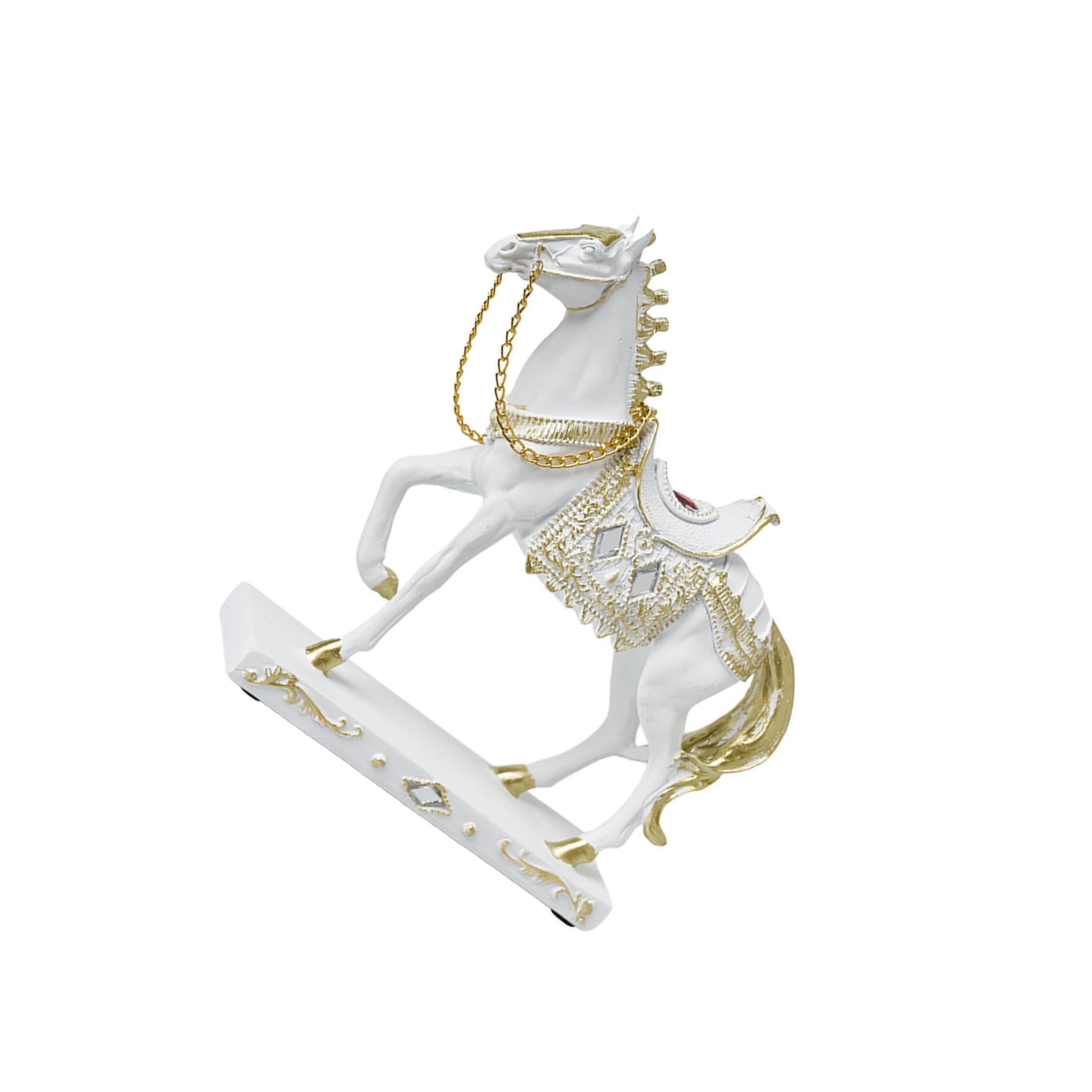TWISAXC for Creative Horse Figurine Animal Sculpture Crafts Stunning Decoration Bookshelves Desks Cabinets In Homes Desktop Figurine Animal Model Lifelike Furniture, White, 19x5x18.5cm