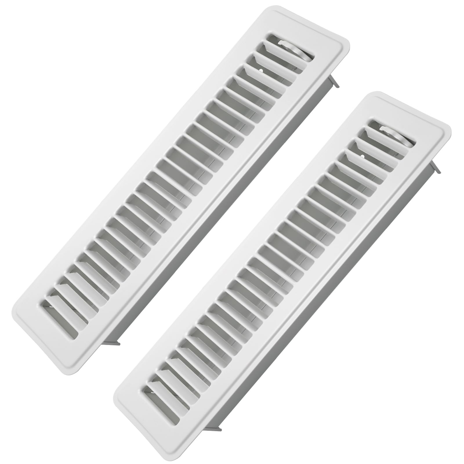 Howeall 2 Pack Floor Register 2" x 12" Inch Heavy Duty Floor Vents, Metal Heat Air Vent Covers Rust Proof Finish Floor Vent Covers for Home Heater Floor Registers Grilles & Vents (White)