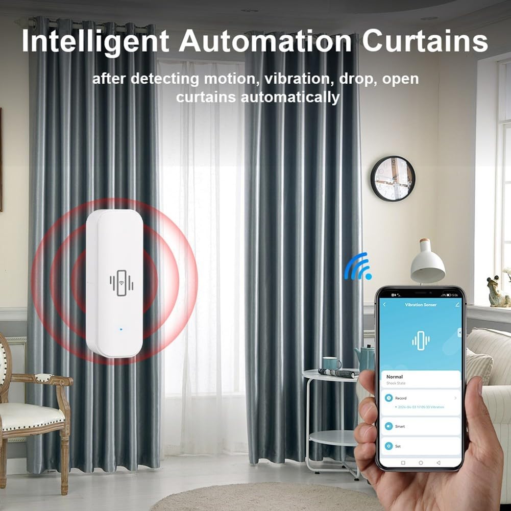 Sensore Vibrazione WiFi Per Casa Intelligente | Rilevatore Rottura Vetri, Compatibile Con Tuya/Smart Life APP, Senza Hub - Foto 4