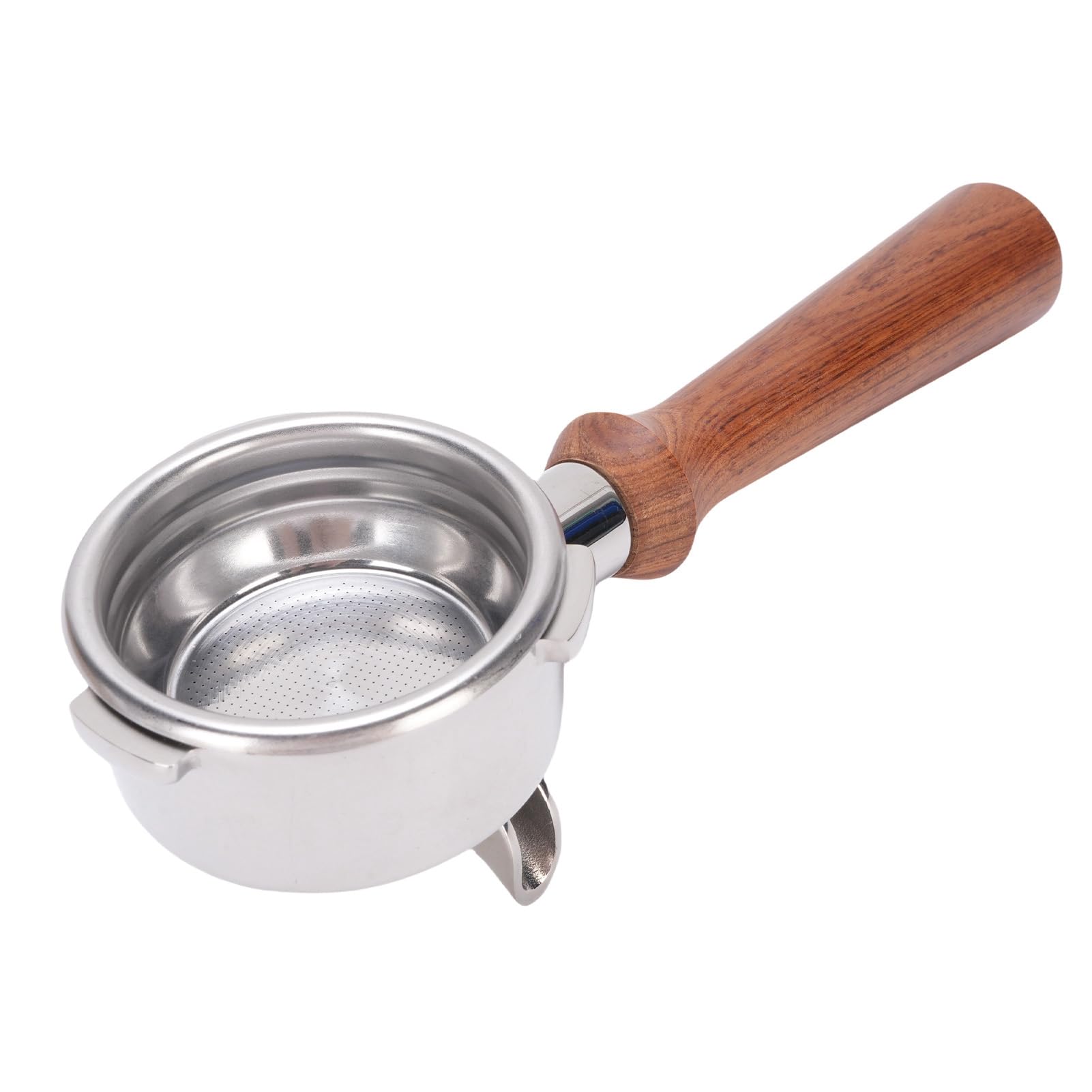 Portafiltro da 58 Mm, Portafiltro a Doppio Beccuccio in Acciaio Inossidabile, Adattatore per Macchina da caffè con Manico in Legno, Compatibile con Macchine Universali da 58 Mm