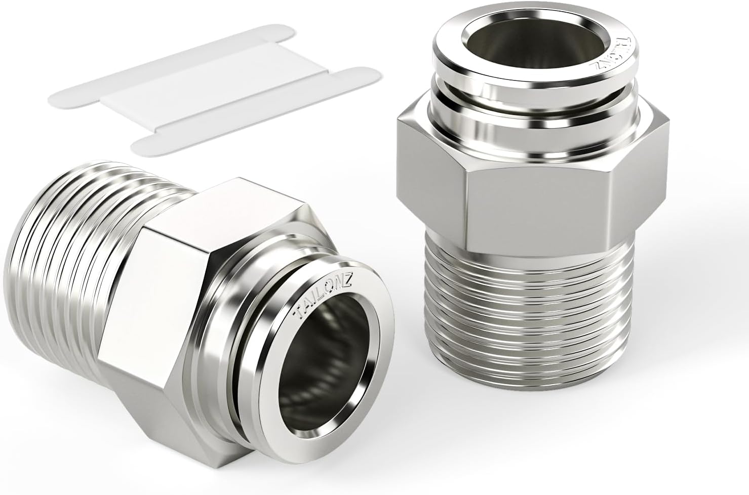 TAILONZ PNEUMATIC 304 Stainless Steel Male Straight 1/2 Inch Tube OD x 1/2 Inch NPT Thread Push to Connect Fittings PC-1/2-N4 (Pack of 2)