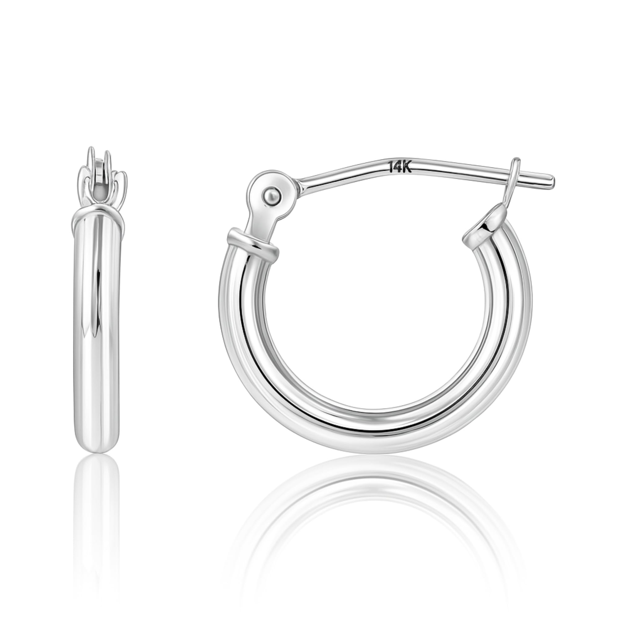 14k Gold Hoop Earrings for Women | Hypoallergenic Small to Large 12MM to 50MM Hoop Earrings with Secure Click Tops |14k Yellow or White Gold Classic