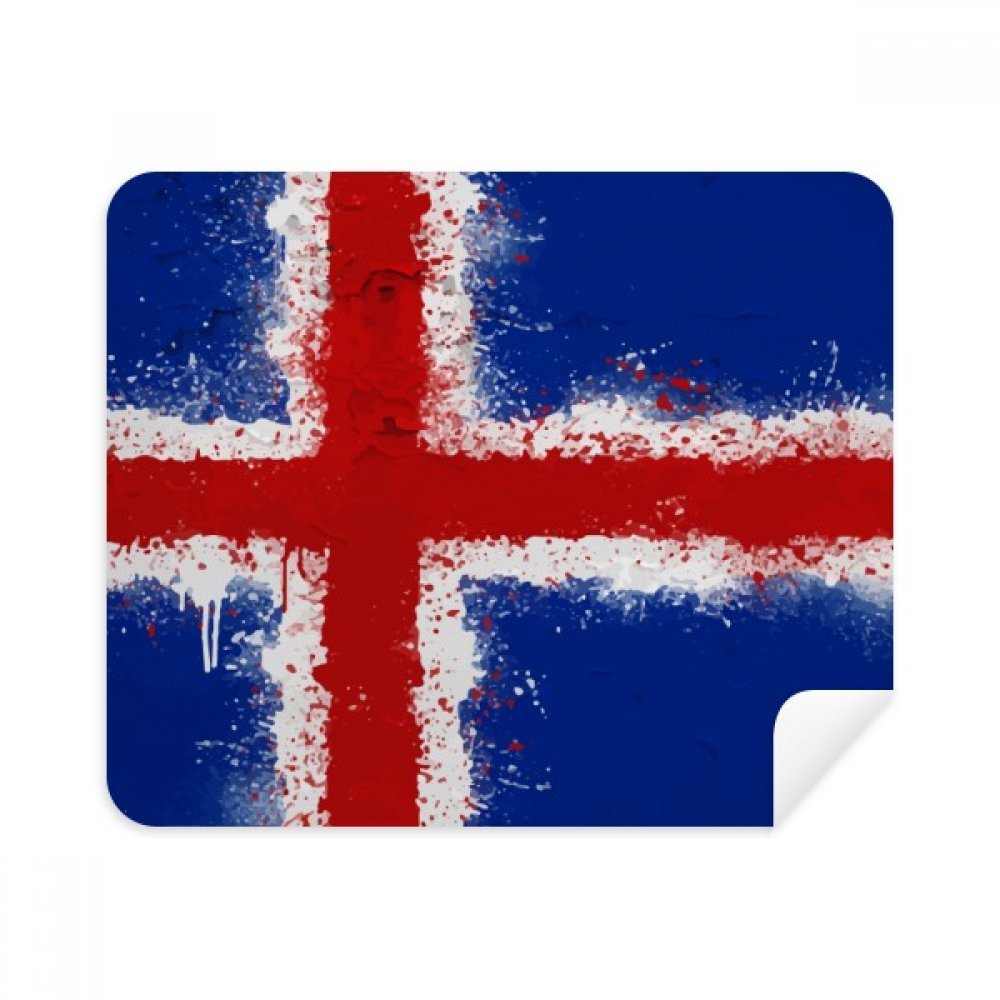Iceland Flag Pattern Cleaning Cloth Screen Cleaner 2pcs Suede Fabric
