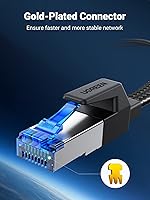 Vista 7 de UGREEN Cable Ethernet Cat 8 de 20 pies, cable de Internet plano de alta velocidad de 40 Gbps 2000 MHz, cable de red trenzado de 26 AWG, cables LAN