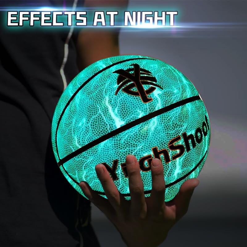 Miniatura 2 de Bola luminosa superbrillante, pelota de baloncesto que brilla en la oscuridad, tamaño oficial 7, sin baterías, duradera para entrenamiento al aire