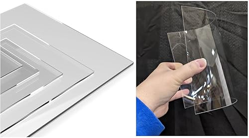 (24 x 24 pulgadas, paquete de 2) láminas acrílicas transparentes de 3/64 pulgadas de grosor fácil de cortar con película protectora para letreros,
