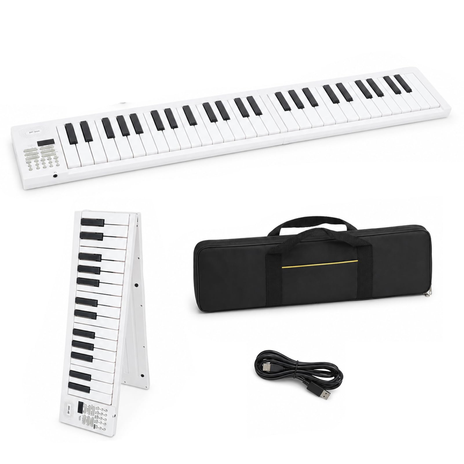 Piano Plegable de 61 Teclas, Teclados Electrónicos Portátiles, Piano con Teclado, Instrumento Electrónico de Juguete con Reproducción de Grabación