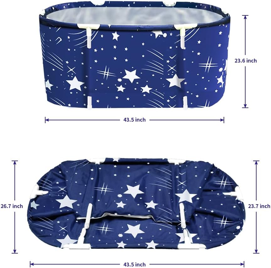 Foldable Bathtub for Adult Portable Soaking Bath Tub for Shower Large Blue image 2