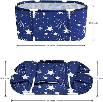 BESTHLS Portable Bathtub for Adult, Foldable Bathtub Portable Soaking Bath Tub,Eco-Friendly Bathing Tub for Shower Stall (Large Blue Sky)