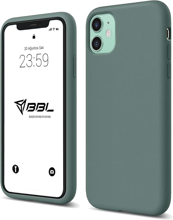 Babylonian iPhone Case Thin Liquid Silicone 3 Layer Fully Coated Soft Gel Rubber Case Cover (Green, iPhone 12/12 Pro)