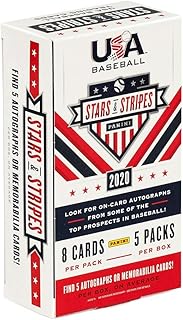 2020 Panini USA Stars & Stripes Baseball HOBBY box (5 pks/bx, ONE Memorabilia or Autograph card per pk)