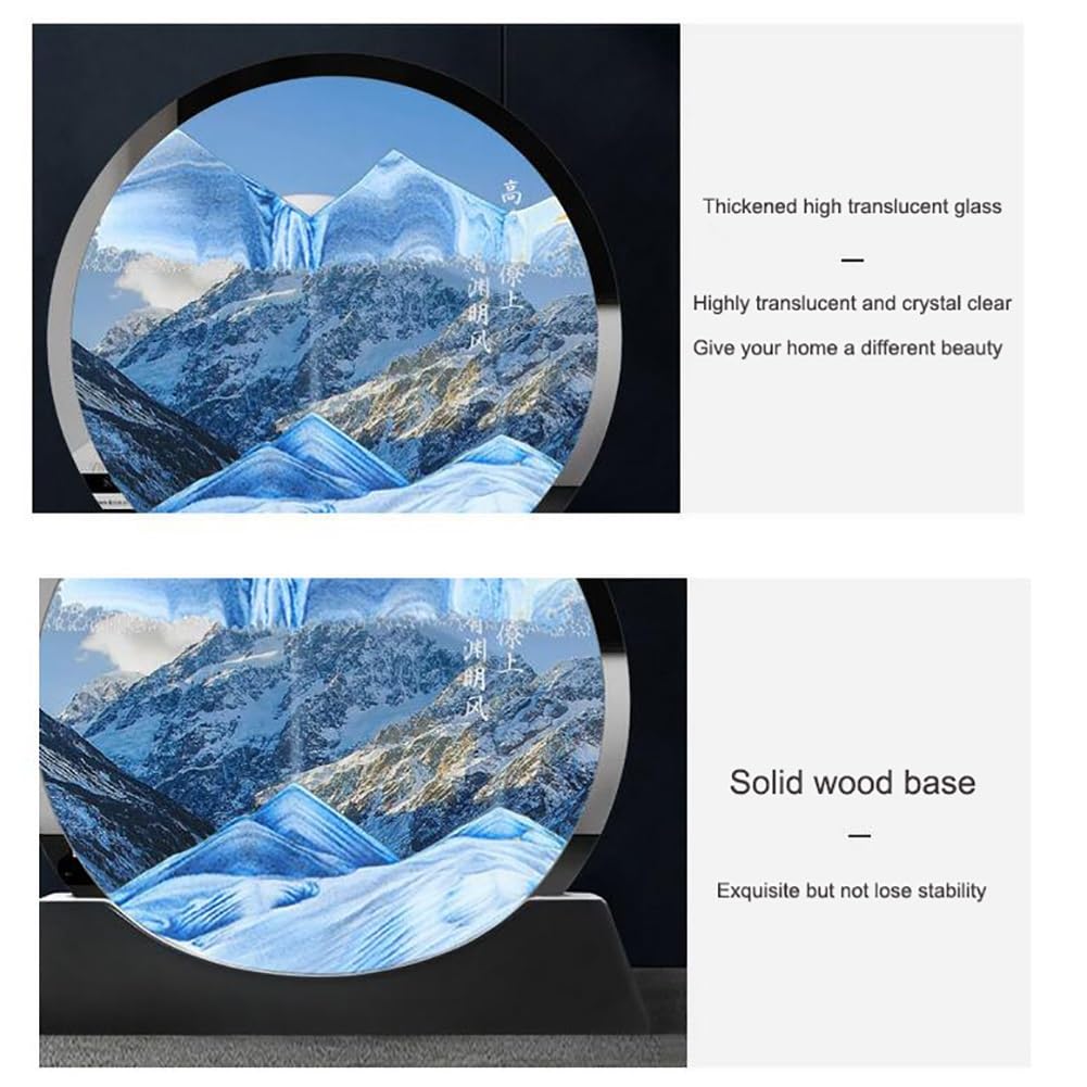 Fließende Sandmalerei, Dynamisch 3D Sandbilder Zum Drehen,Fließender Sandrahmen Dynamisches Bewegtes Sandbild, Fließende Sandmalerei Runder Glas Rahmen, Entspannende Desktop Home Office Work Decor ( C