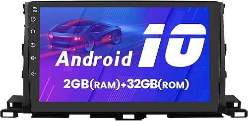 Android 2GB32GB Radio de coche compatible con Toyota Highlander 2014-2019 pantalla táctil de 10 pulgadas con GPSFMWiFiUSB compatible con SWCCarplay