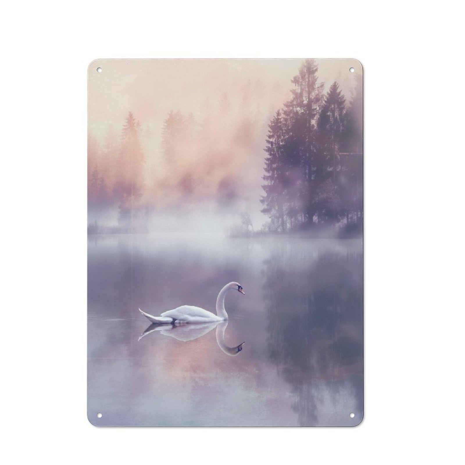 Junmoney Swans Dawn Serenity Vintage Metal Plaque 40X30cm For Dining Room Or Kitchen, For Home Decor Collectors Refreshing A Room In Autumn