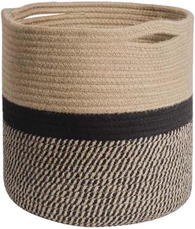 YDQUANI Woven Cotton Rope Plant Basket for Flower Pot Indoor Planters, 20 x 20 cm Jute Foldable Storage Basket Organizer Modern Decor Household Laundry Basket