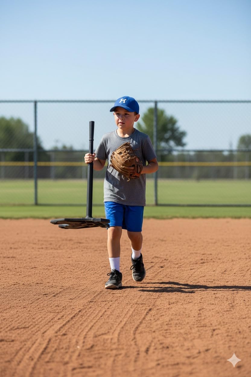 Power Batting Tee - Fully Adjustable Stem for Baseball and Softball Players, Black