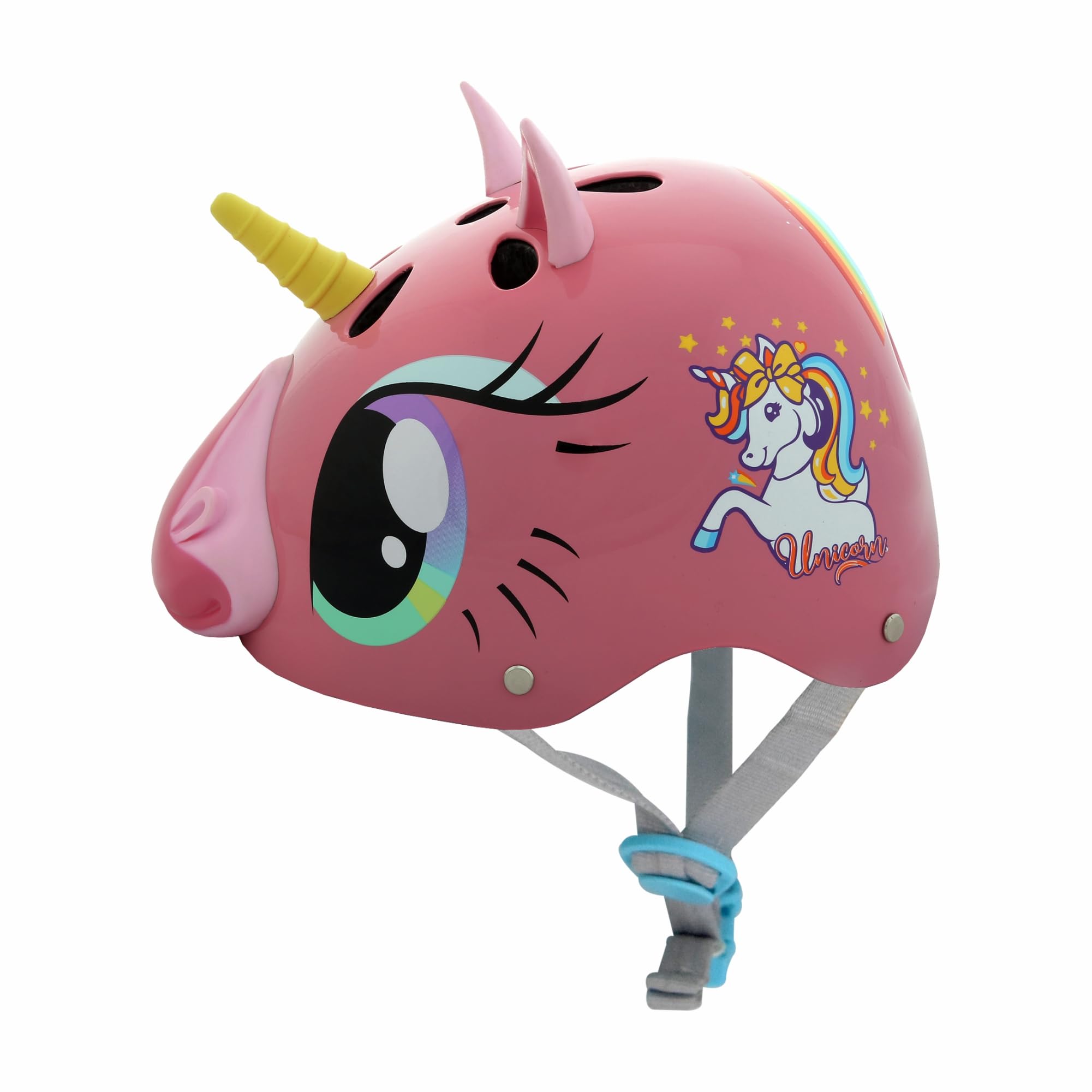 STREETJAM Magic Unicorn Open Face Helmet for Kids, Hard PP Outer Shell, EPS Inner Comfort Linner case, Adjustable Strap & Adjuster Dial, Unisex Helmet, Cycling (Pink, Small (5-8 Years))-image-11
