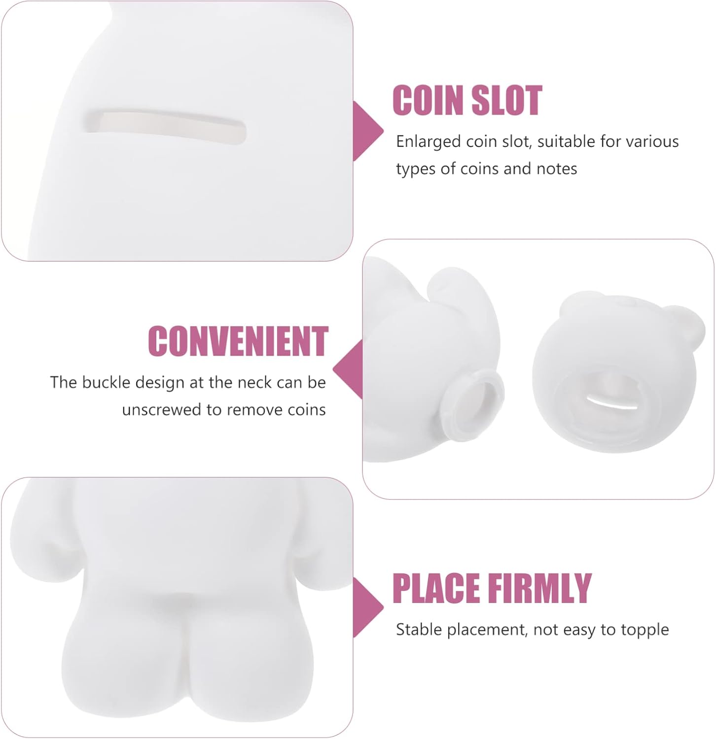 Zerodeko 2pcs Paint Your Own Bunny Money Bank - White Rabbit Piggy Coin Bank Money Saving Jar Christmas Arts Crafts for - 2026 Year of The Rabbit Figurine Bunny Doll