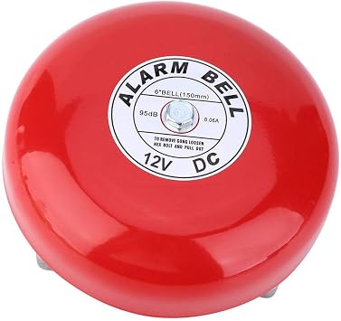 Fire Alarm Bell, CB-6B 95dB Electric Alarm Bell 150mm / 5.9in Ringing Bell Security Alarm Bell for School Home Factory Loud Doorbell Alarm Multi Purpose Bell(DC 12V)