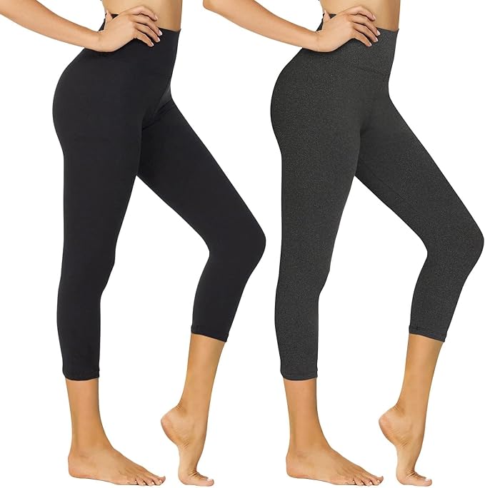 NexiEpoch High Waisted Leggings for Women - Black Tummy Control Compression Soft Yoga Pants for Workout Reg & Plus Size