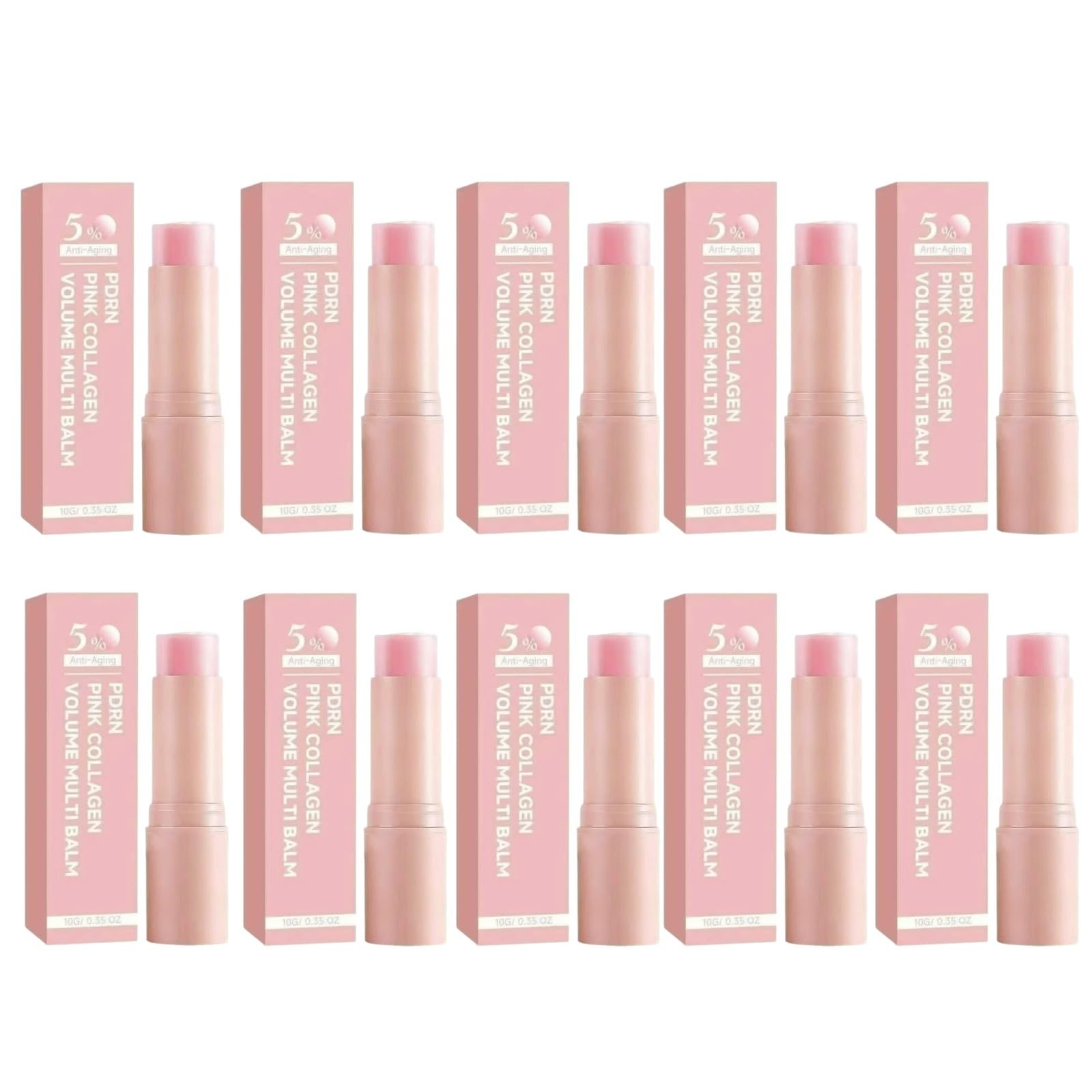 PDRN Pink Collagen Volume Multi Balm, nawilżający krem do oczu-10 patyczków | Nawilżający podkład do makijażu twarzy i podkładu, nielepki nawilżający wchłaniający Rapinde do ust, oczu i szyi
