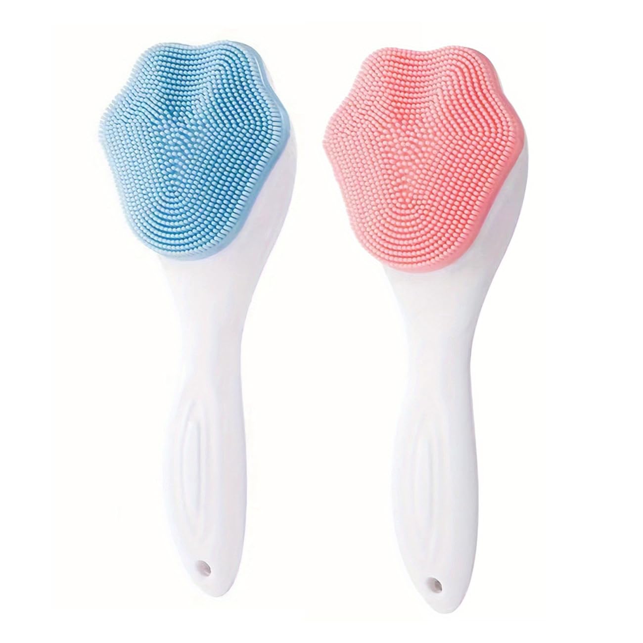 Photo 1 of Handheld Silicone Face Scrubber Exfoliator, Manual Handheld Facial Cleansing Brush Blackhead Scrubber, Soft Bristles Waterproof for Face Skincare (2 Pcs)