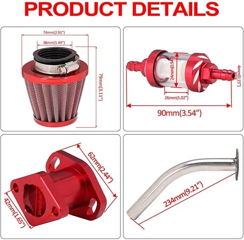 VM22 26 mm Vergaser Racing Performance Ansaugkrümmer mit Luftfilter Auspuffrohr für Predator 212 cc CT200U CT200U-EX GX160 GX200 6,5 PS Baja 196 cc KT196 MB165 MB200 Mini Bike Go Kart