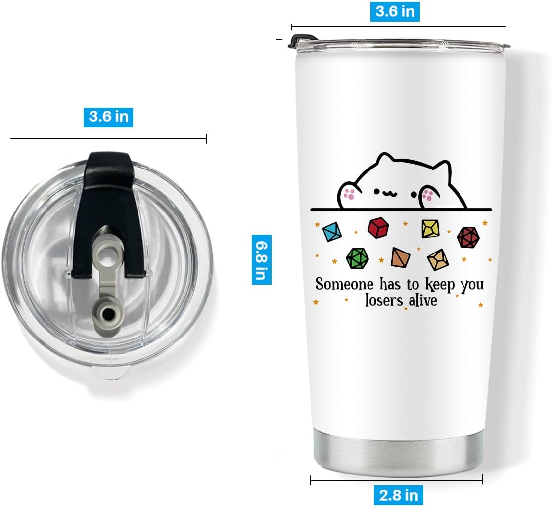 DnD Collection Class Character Insulated Tumbler, Cat Throwing Dice, Dungeon Master, Dragons Gamer Gift, Dungeons And Dragons Gifts for Women, 20 Oz Stainless Steel Tumbler - Image 2