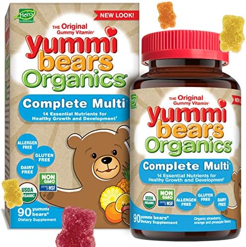 Yummi Bears Organics Multi-Vitamin Gummy Vitamin for Kids, 90 Gummy Bears
