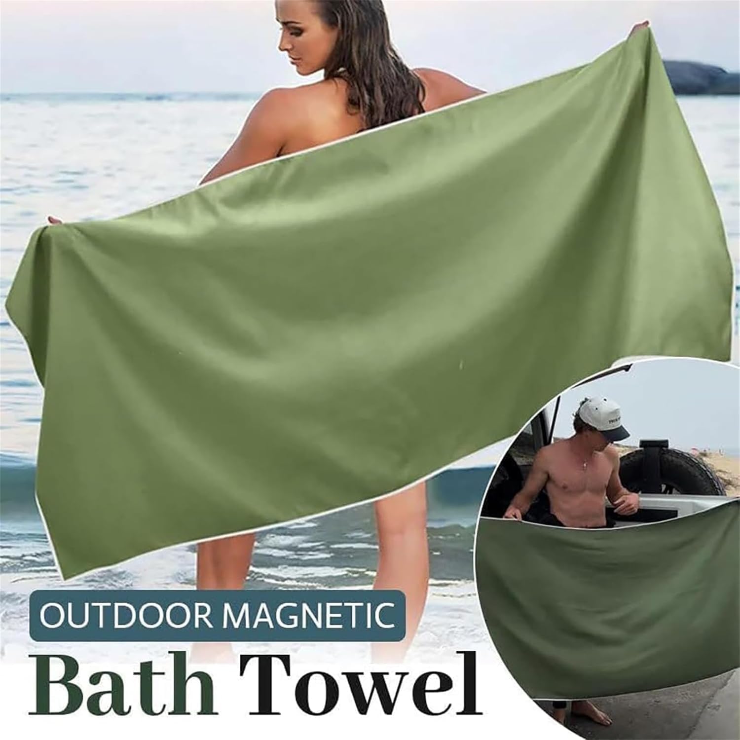 Serviette de bain magnétique extérieure blanc | Leroy Merlin