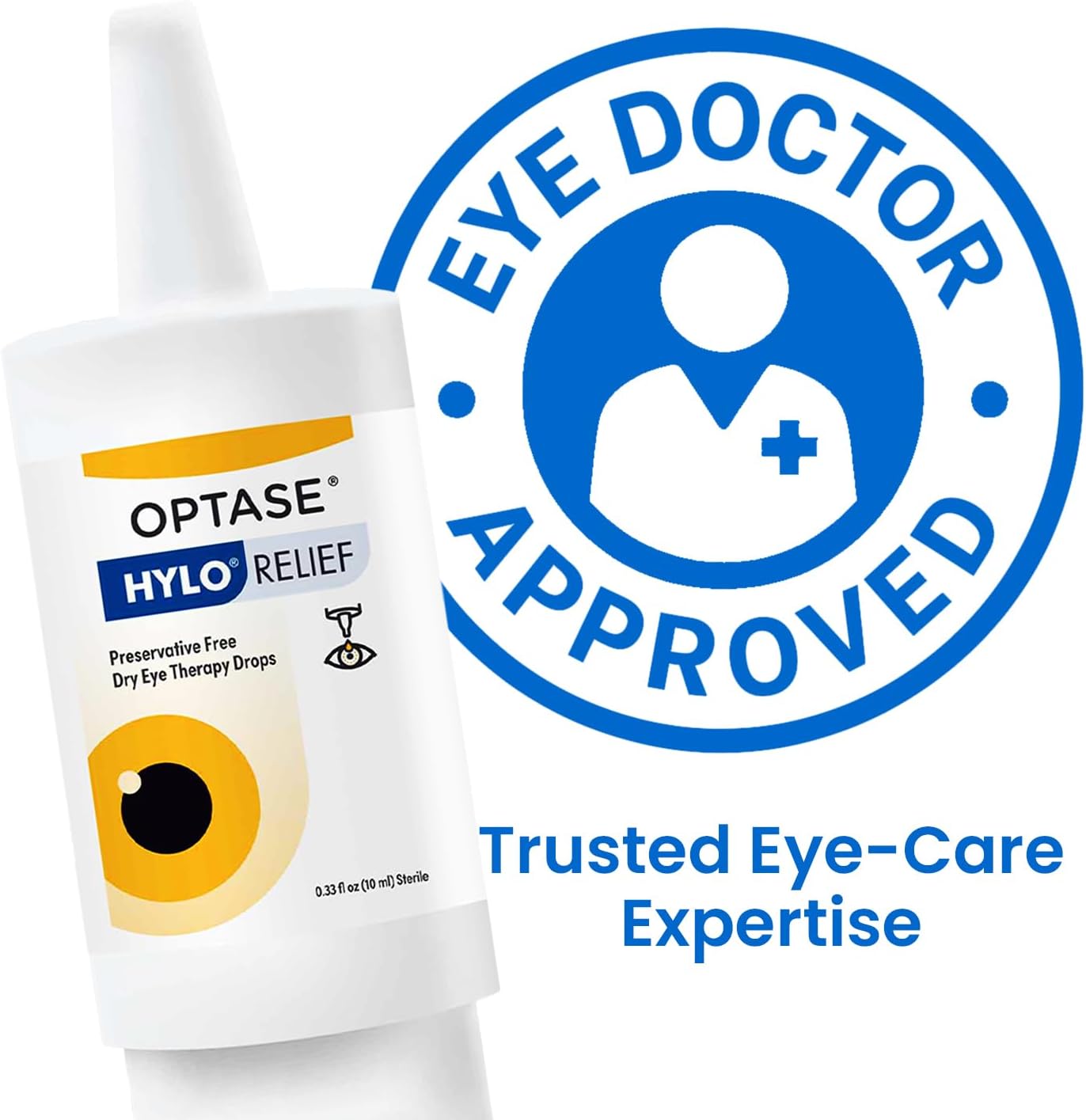 Optase HYLO Relief Dry Eye Drops, 0.33 fl oz (10ml), 300 Doses - Preservative Free Eye Drops for Dry Eyes - Gentle Lubricant Multi-Dose Solution - Contact Lens Compatible for Daily Comfort - Image 7