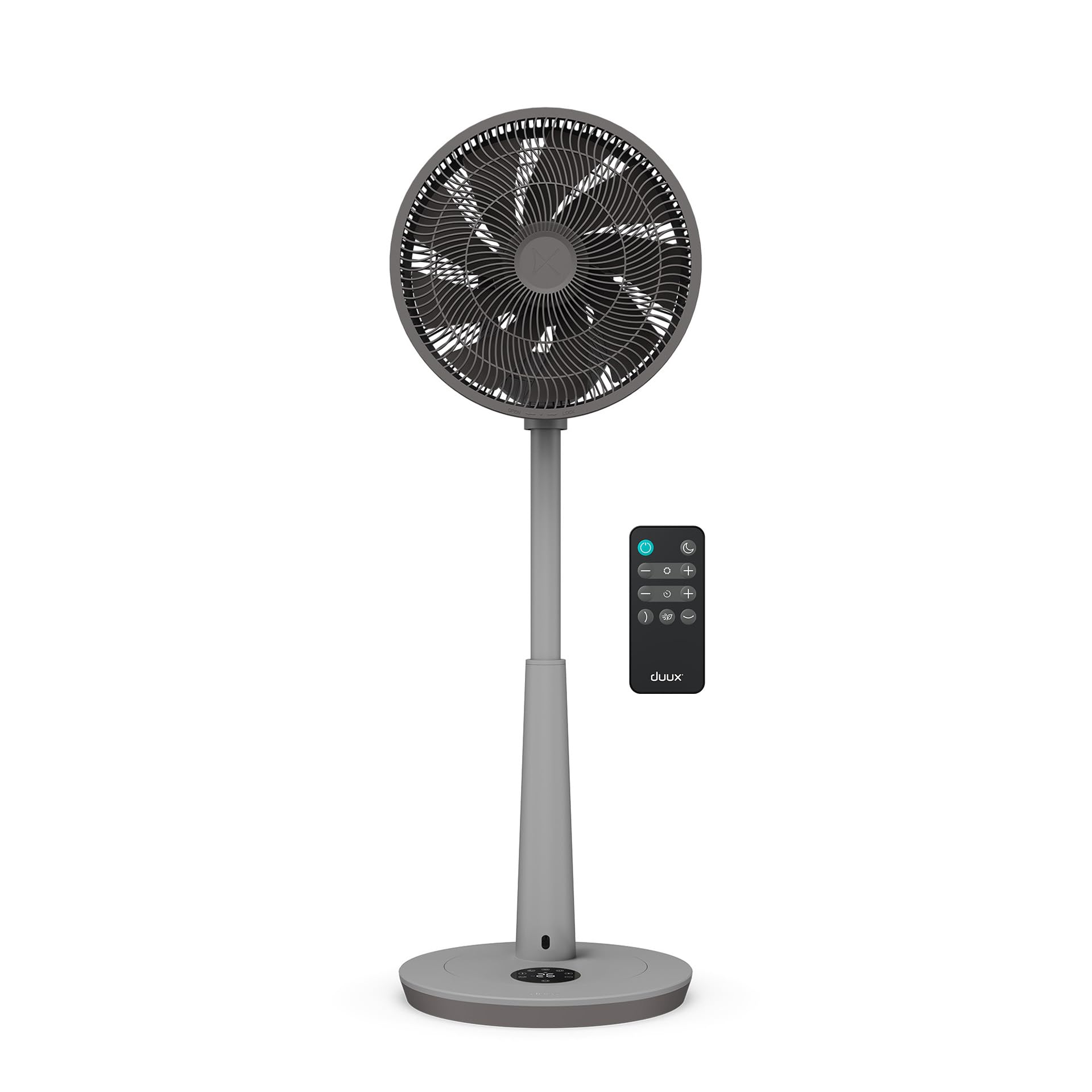 Duux Whisper 3 Standing Fan with Remote Control, 26 Cooling Speeds, Height Adjustable, Multi-direction Oscilation, Quiet Fan with Night Mode and Timer, Grey