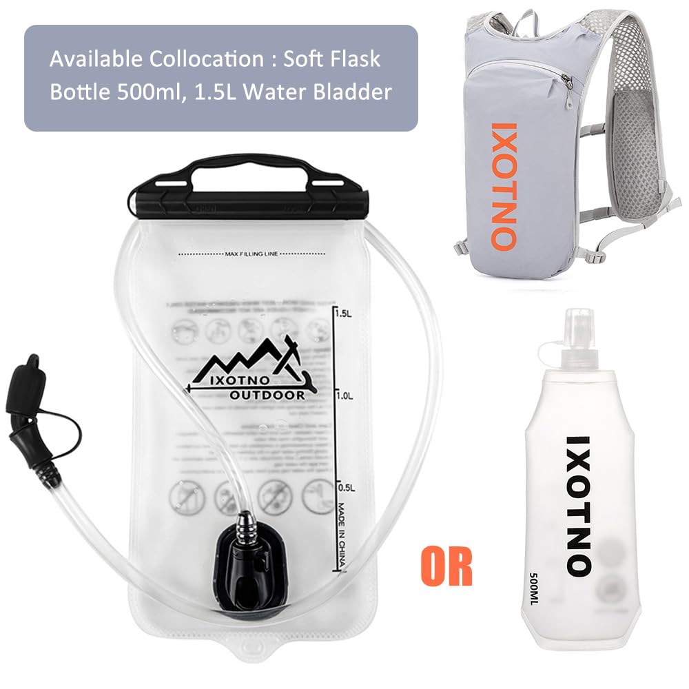Zaino da corsa per idratazione, 5 l, leggero, con cinghie pettorali regolabili, gilet per l'idratazione da corsa, con sacca d'acqua o fiaschetta morbida