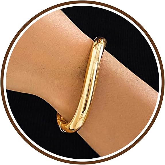 Chunky Gold Bracelet Gold Cuff Bangle Bracelets for Women Non Tarnish Teen Girl Gifts Trendy Stuff Wide Hinged Irregular Twisted Bangle Christmas Stocking Stuffers Minimalist Birthday Anniversary Jewelry