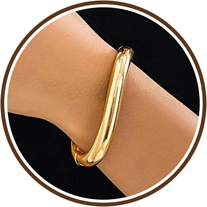 Chunky Gold Bracelet Gold Cuff Bangle Bracelets for Women Non Tarnish Teen Girl Gifts Trendy Stuff Wide Hinged Irregular Twisted Bangle Christmas Stocking Stuffers Minimalist Birthday Anniversary Jewelry