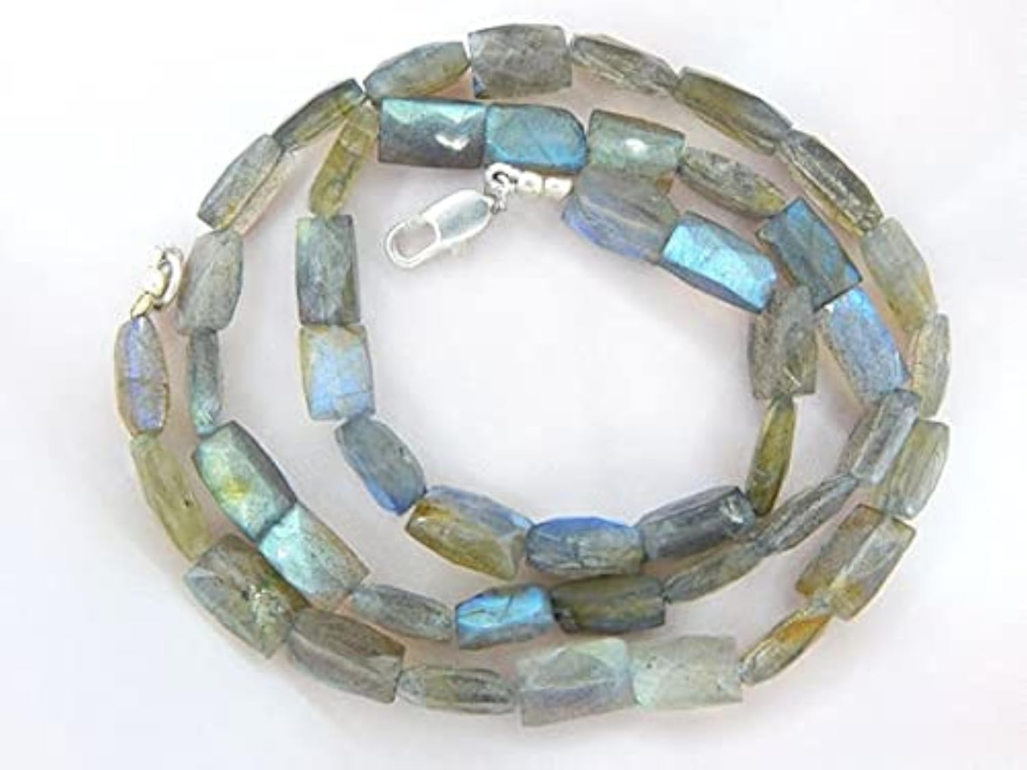 Labradorite véritable en perles rectangles facettées, pierres naturelles haut de gamme