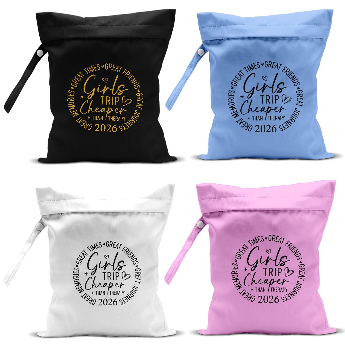 zcyxuuw 4Pcs Girls Trip Gifts Wet Dry Bag, Beach Bag Wet Bag Favors, Sunscreen Bags Swimsuit Toiletry Travel Essentials For Women, Beach Travel Gym Laundry bags for Dirty Diaper Swimsuit Gifts