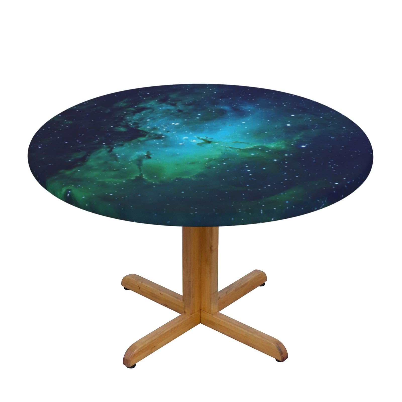 Nappe ronde vert galaxie imperméable antitache pour table à manger de 100 à 125 cm