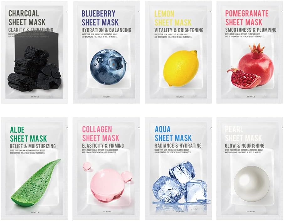 [PACK OF 8] Purity Sheet Mask Pack 8 Types Korean Skincare Facial Mask Pack