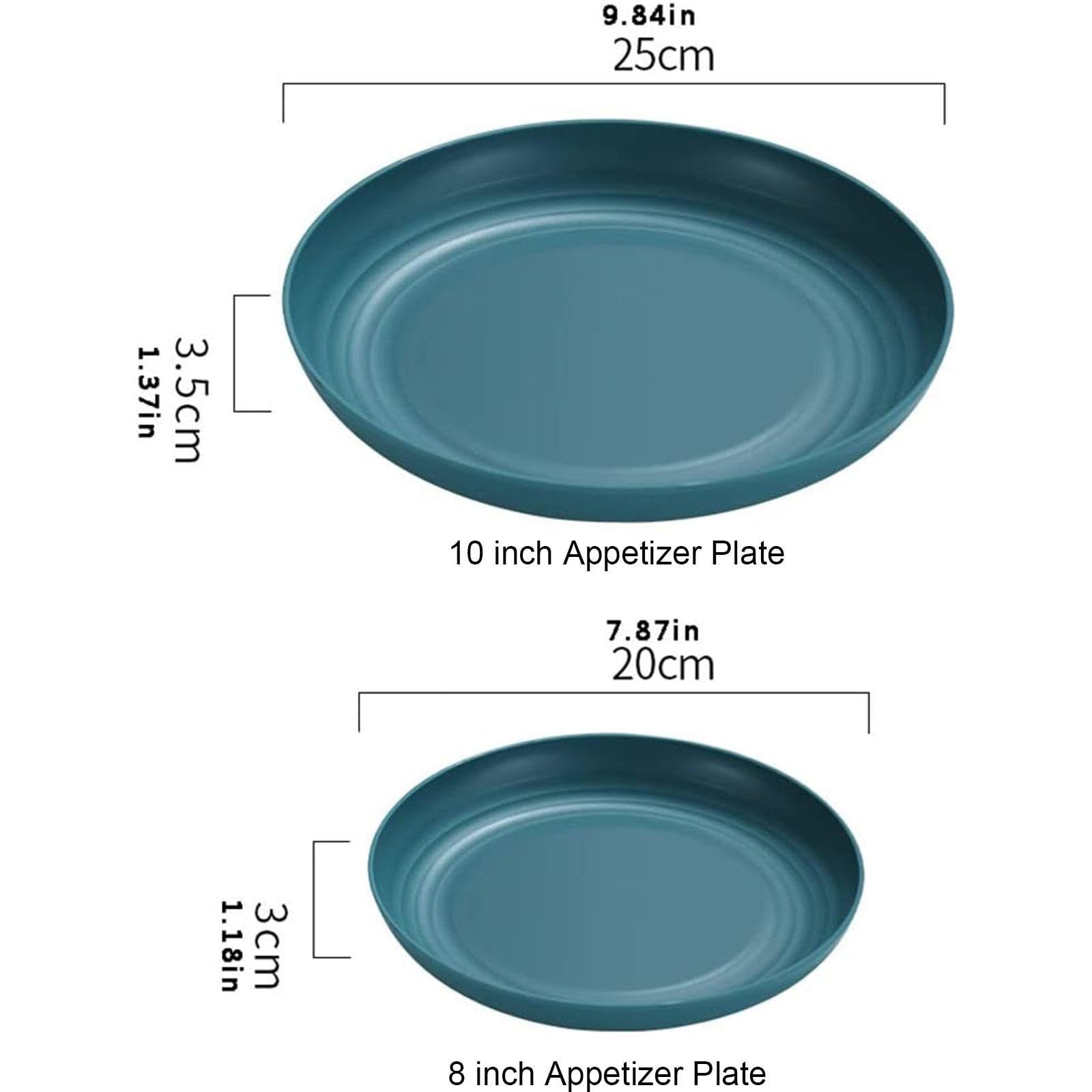 Platos Grandes de Plastico Hondos 8 Piezas, Irrompible y Reutilizable, Platos Llanos Ligeros para Pasta y Cuenco Redondo para Bolas de Masa Hervida,Green-8inch