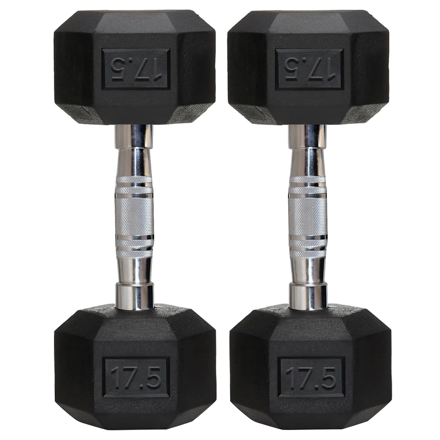 FITRXX Rubber Coated Hexa Dumbbell Set for Men & Women Professional Exercise Dumbbells for Full Body Workout, Upper & Lower Body Strength Training, Home Gym Exercise. (17.5 kg pair), Black discount deal