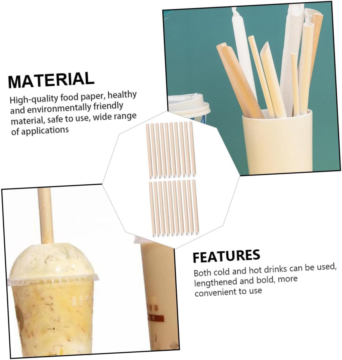 Artibetter Disposable Paper Straws 100pcs Pack 12x200mm Pulp Milk Tea Shop Straws with Independent Packaging for Juice and Beverage Use