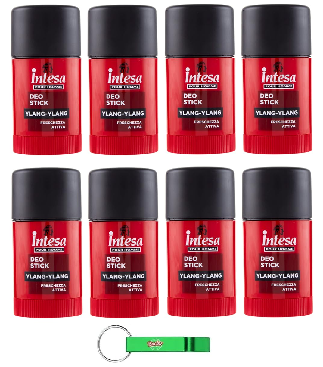 8 X Intesa Pour Homme Deodorante Stick Ylang-Ylang.Deo stick 75 ml + portachiavi Beni Culinari